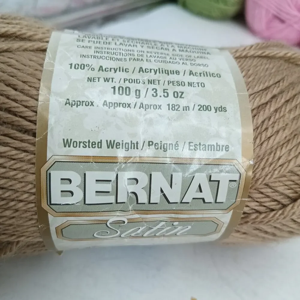 5+ SKEINS Bernat Satin Yarn Vintage Color LOT